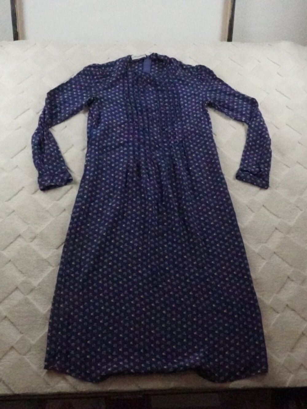 Vintage Adrianna Papell Silk Dress Womens 8 Floral Print long Sleeve Formal